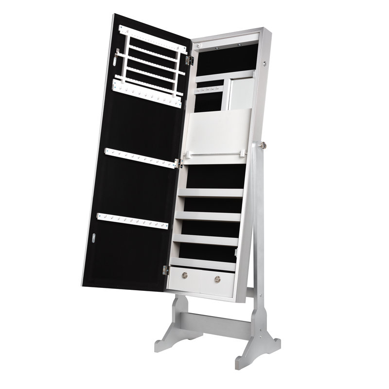Armoire à bijoux avec miroir Neill, Argent classique
