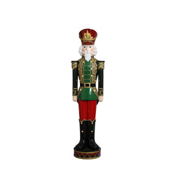 Décoration de Noël Casse-Noisette Soldat en Uniforme Vert Illuminé de 62 pouces