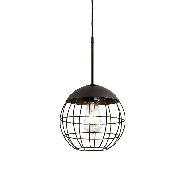 Luminaire suspendu en verre Melveen Globe, Cuivre poli