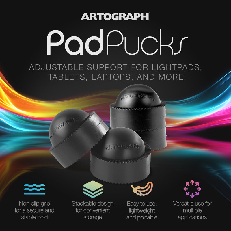 Artograph Featherweight 12"x9" Dimmable Slim Lightpad + PadPucks Stackable Stand