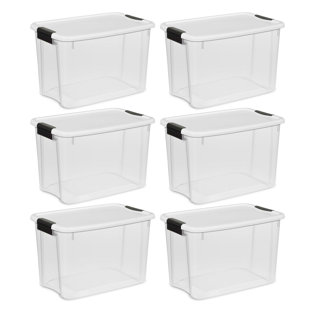 Sterilite Storage System Solution With 27 Gallon Heavy Duty Stackable  Storage Box Container Totes With Grey Latching Lid, 12 Pack : Target