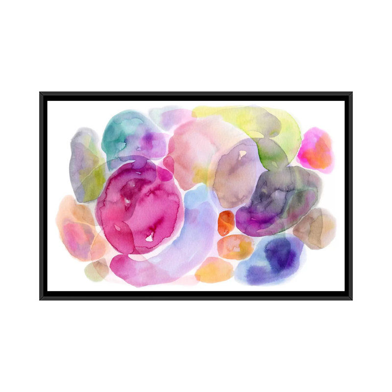 « color puddles », reproduction de peinture à l’aquarelle sur toile tendue, H 18 po x l 26 po x P 1,5 po, Pas de tapis