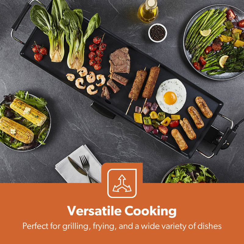 Geepas 23.5cm W x 70cm D Portable Single Burner Flat Top Electric Grill