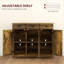 Buffets, buffet brun rustique moderne avec plateau en bois d'hévéa massif, 3 tiroirs, 2 portes et amp; Tablette réglable | Bois massif | Bois d'ingénierie