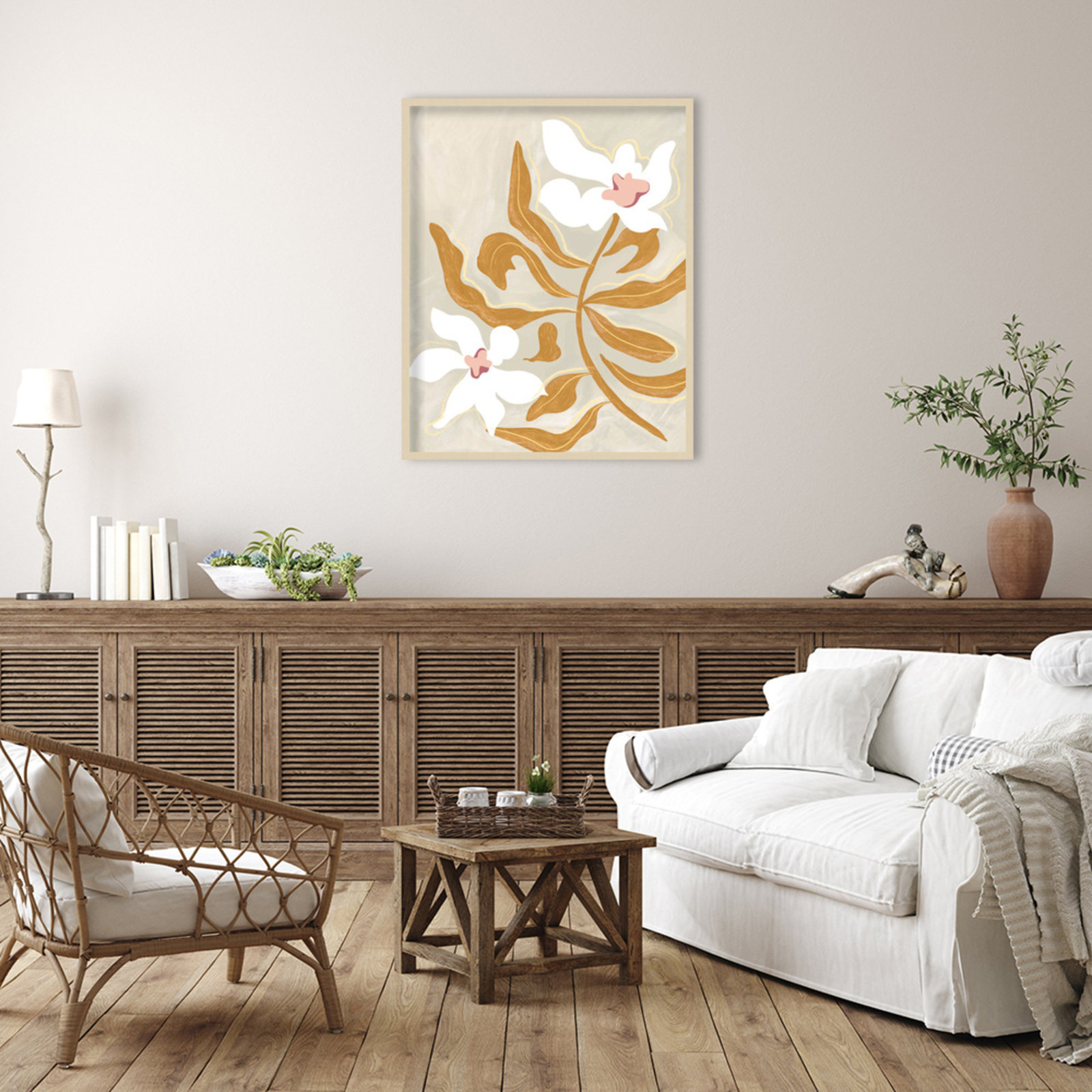 Pattison "Flower Flower Flower" Print, 41" H x 33" W, Brown