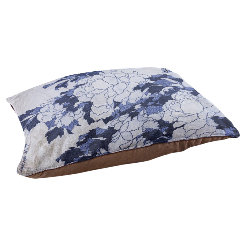 Coussin Burkart, Bleu / brun foncé, L 32,5 po x l 42,5 po