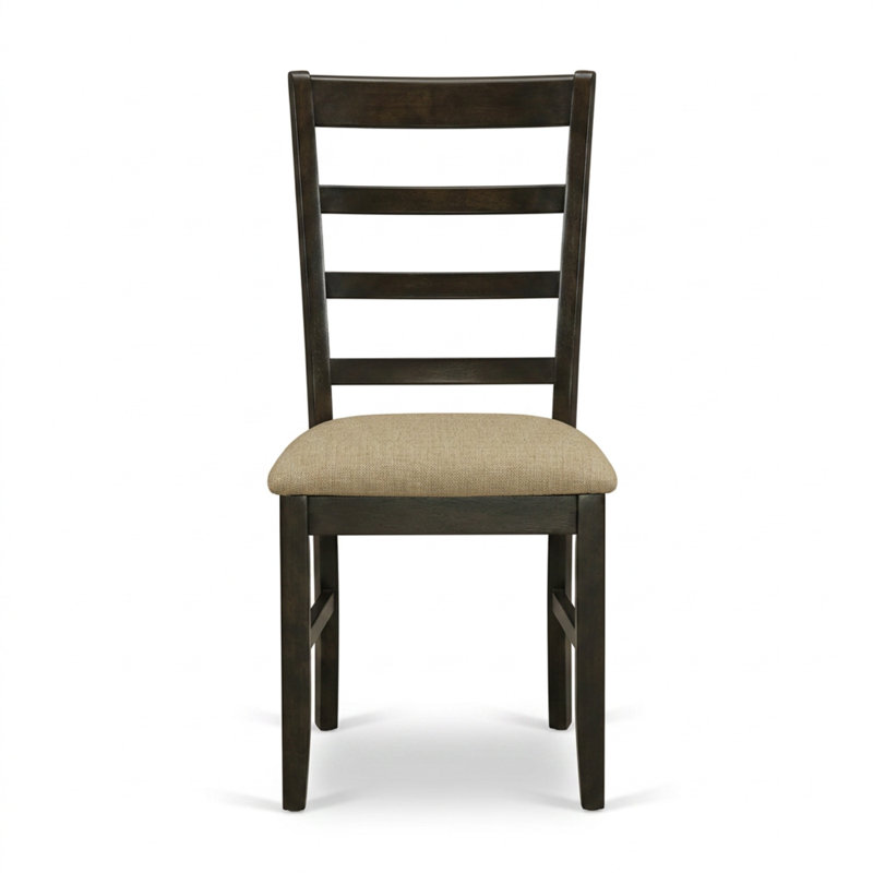 Ensemble de salle à manger rectangulaire 7 pièces en bois massif couleur cappuccino avec 6 chaises rembourrées en microfibre Parfait
