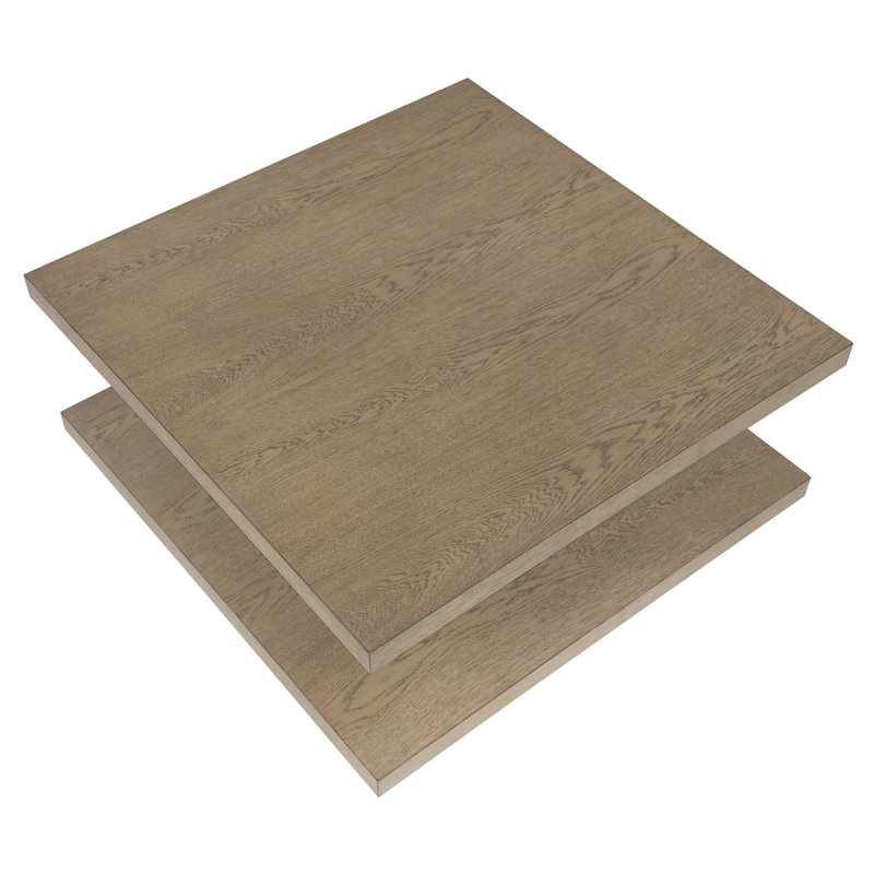 Maricelys 38" Square Oak Wood Coffee Table with Shelf and Casters, Brown