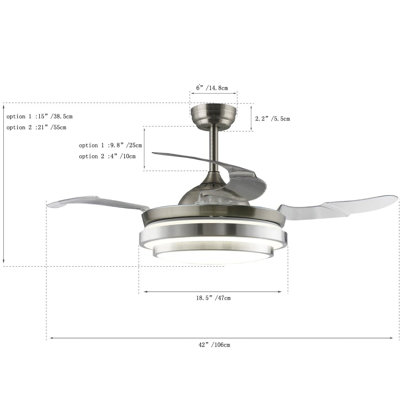Ventilateur de plafond encastré à 4 pales à DEL avec ensemble d'éclairage inclus Autry