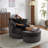 Corduroy Upholstered Swivel Chair With Ottoman-1727171615