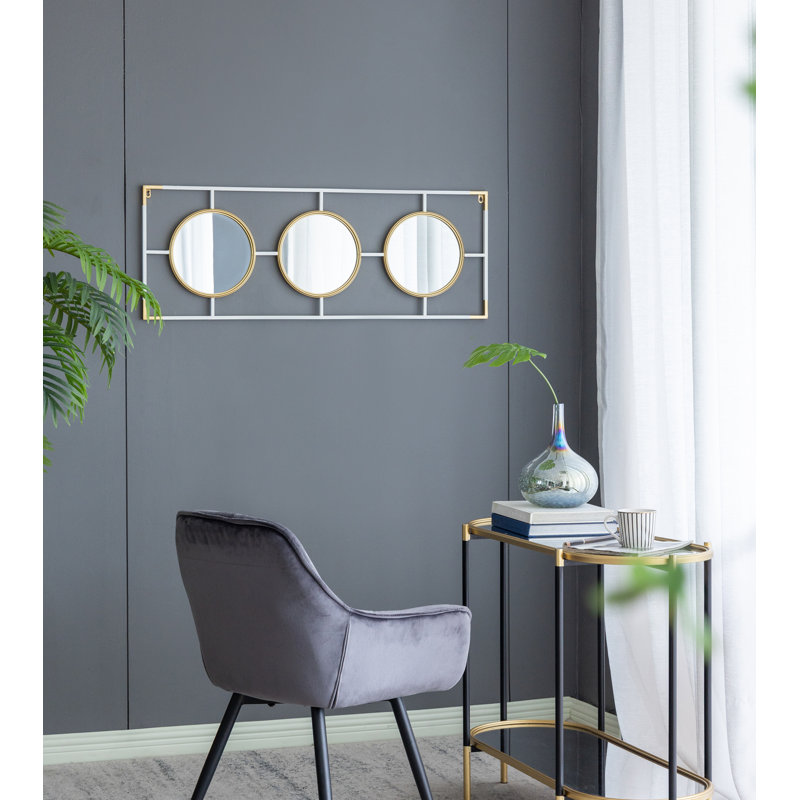Iron Frame Horizontal and Vertical Round Mirror