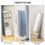 Miroir pleine grandeur 64 po x 21 po, miroir corps entier avec cadre, argent