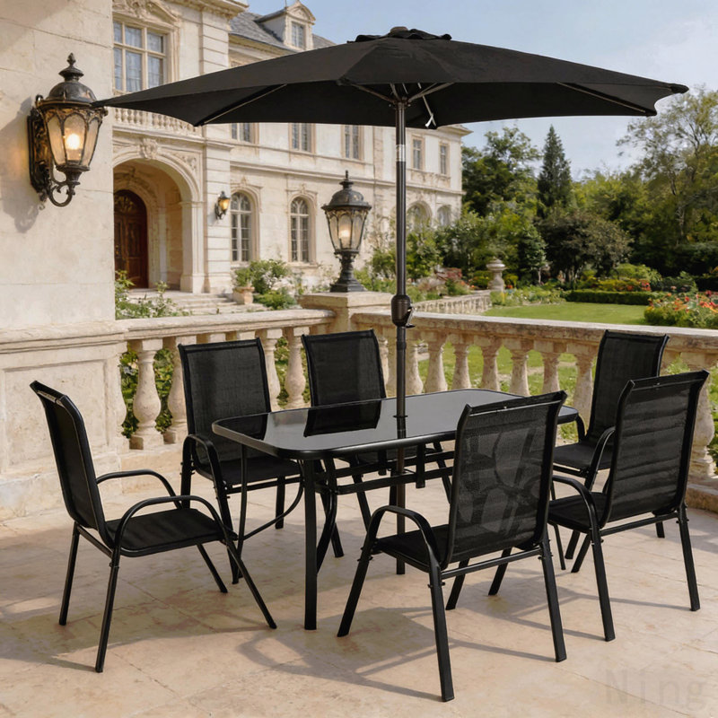 Ensemble de conversation d'extérieur, ensemble de table et chaises de salle à manger de patio, ensemble de mobilier de patio 8 pièces