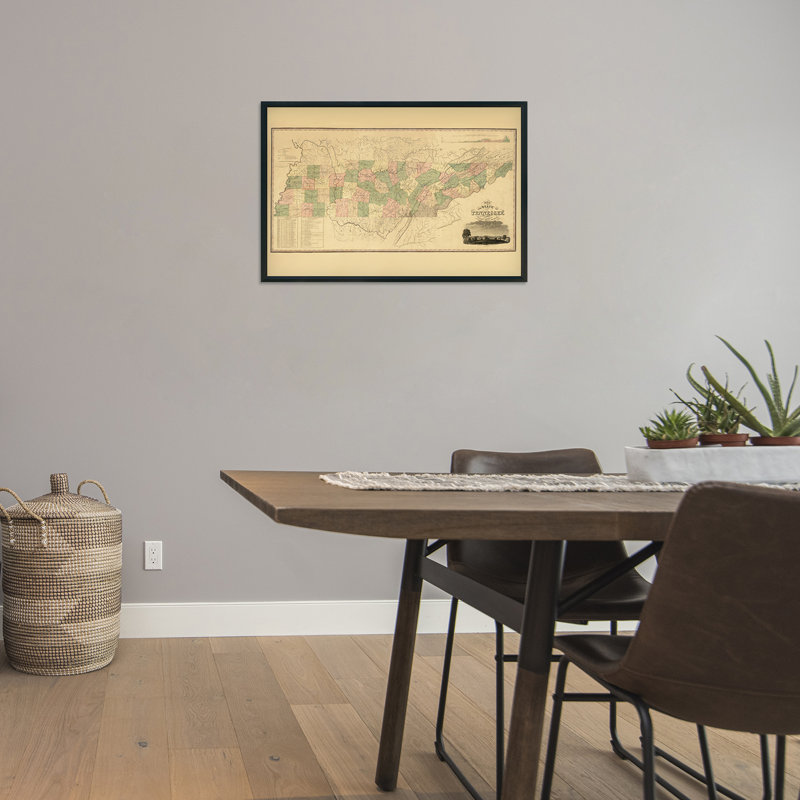 «Tennessee Map 1832», art mural sur papier, H 24 po x l 36 po x P 0,1 po