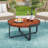 Patio Coffee Table with Round Top,Metal Base