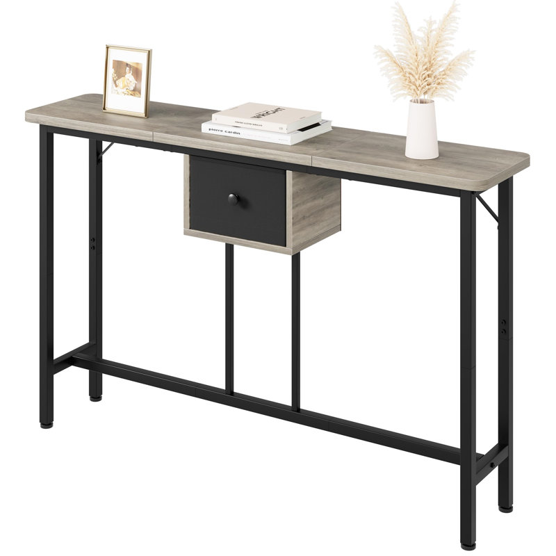 Grey Industrial Console Table, Narrow Sofa Table With Adjustable Feet, Sturdy Iron Frame & Engineered Wood, Perfect For Entryway, Living Room, Hallway, 43.3" X 9.1" X 29.5"