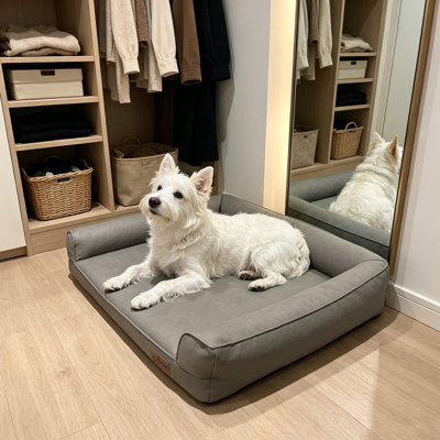 Lit orthopédique imperméable pour grand chien M-XXL avec traversins avec housse amovible en similicuir, facile à nettoyer, fond antidérapant pour les chiens jusqu'à 155 lb