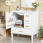 Meuble-lavabo de 30 po avec lavabo en céramique, porte à fermeture en douceur avec tablette intégrée, tiroir profond, tiroir standard, grand tiroir diviseur, grande armoire de rangement pour la salle de bain, design moderne et fonctionnel-1361496948