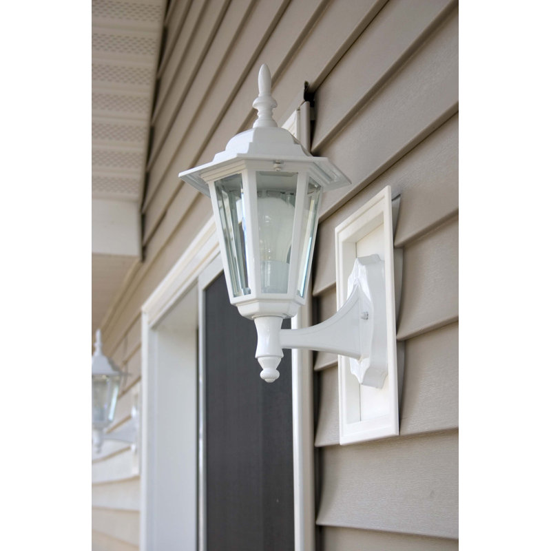 Applique murale d'extérieur 1 lumière en fonte d'aluminium blanche avec verre transparent, Blanc