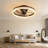 Modern Flush Mount Ceiling Fan With LED Light, Crystal Ring Design, Remote Control, Dimmable Lighting