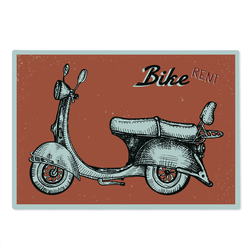 Planche à découper rétro Ambesonne, panneau de vélo de grande taille, rouge, noir, blanc