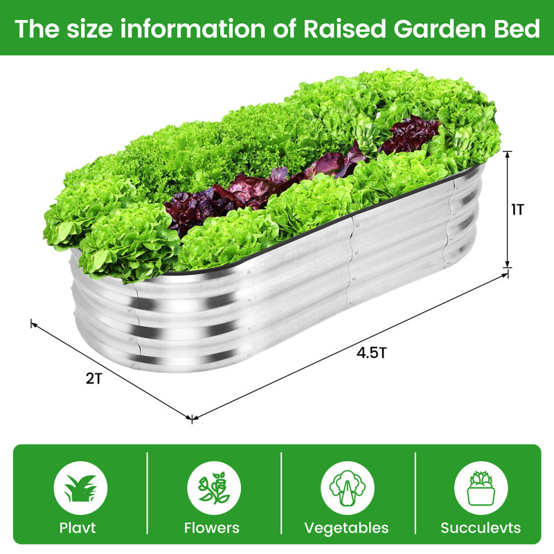 Garden Beds Outdoor - Planters For Outdoor Plants, Silver, 12" H x 54" W x 24" D, 2