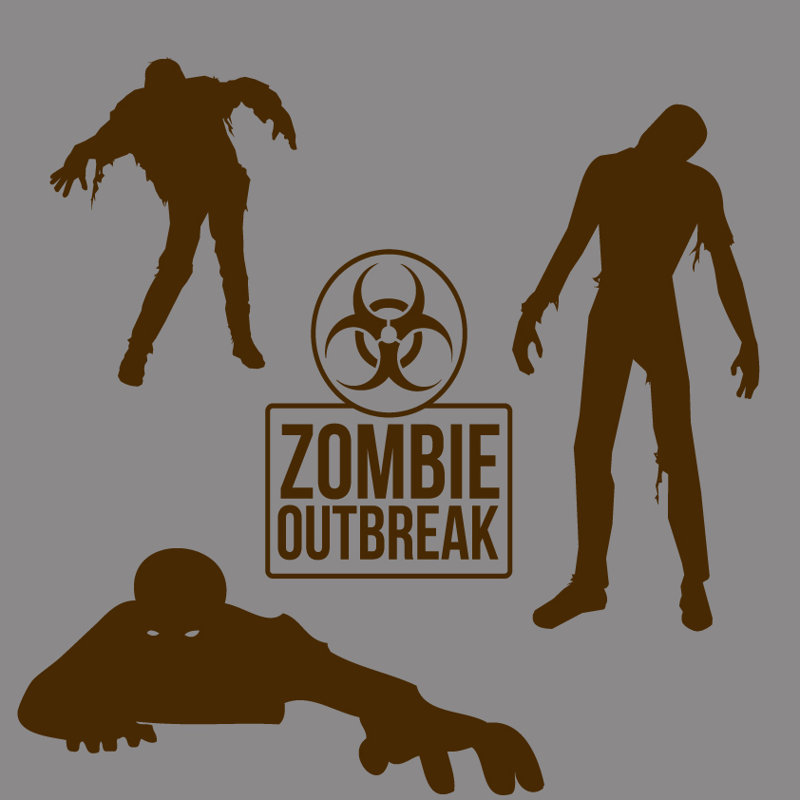 Ensemble de décalcomanie murale zombie, Brun