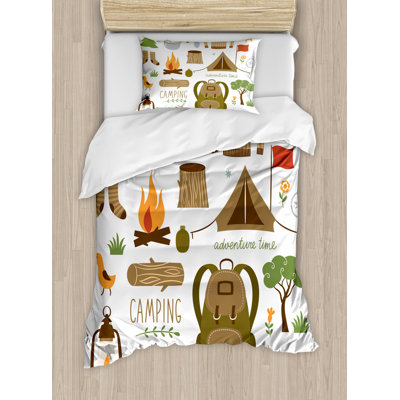 Rolfe White/Red/Brown Microfiber 350 TC Modern & Contemporary Duvet Cover Set