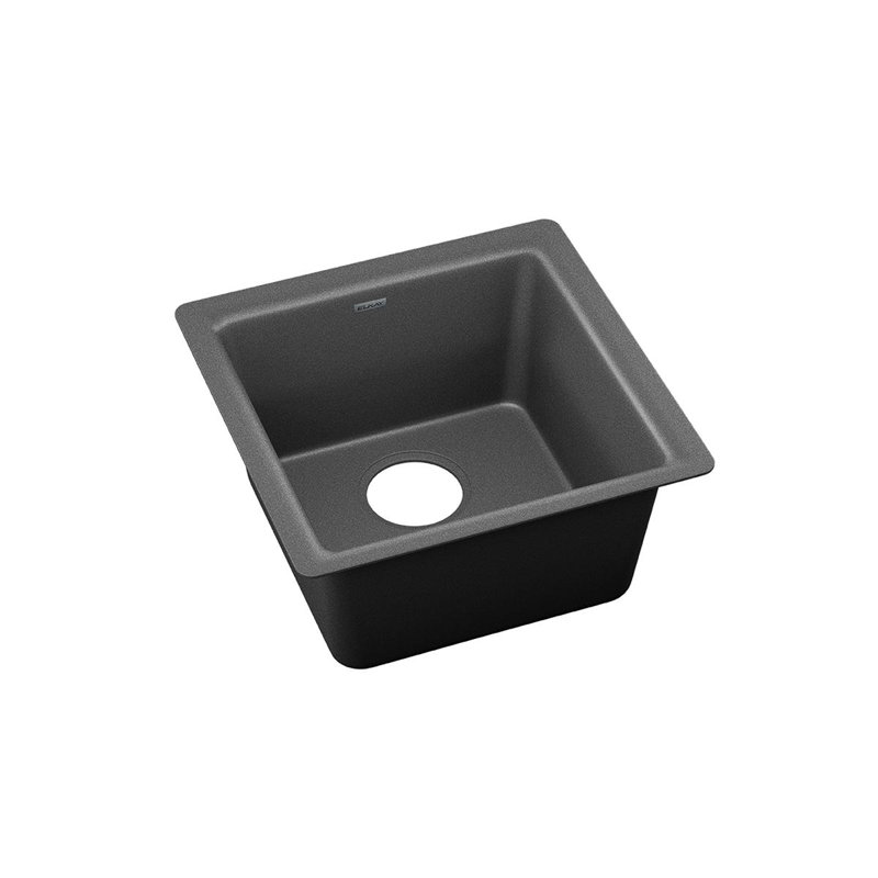 Quartz Luxe 16" L x 16" W Dual Mount Bar Sink, Charcoal