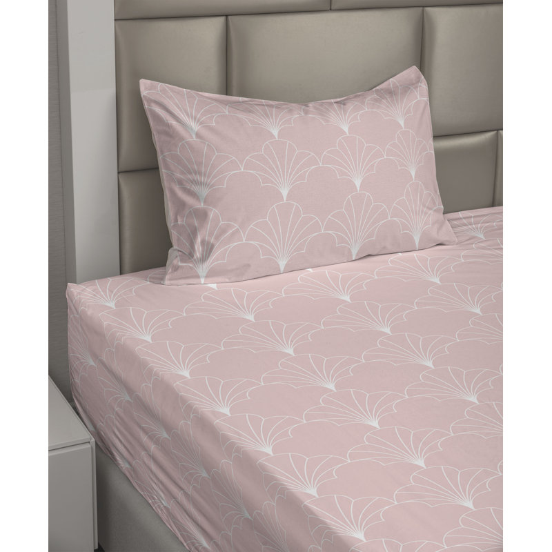 Microfiber Sheet Set, Twin XL Sheet Set with 1 Pillowcase, Rose/White Geometric