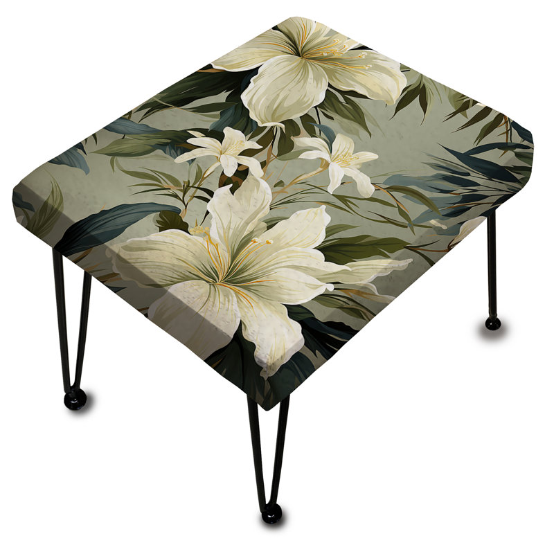 Neutral Zen Tropical Pattern - Tropical Rectangle Ottoman