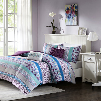 Édredon, motif audacieux, doux, 2 taies décoratives, coussins décoratifs, microfibre Odor Flair, envers mauve, odeur