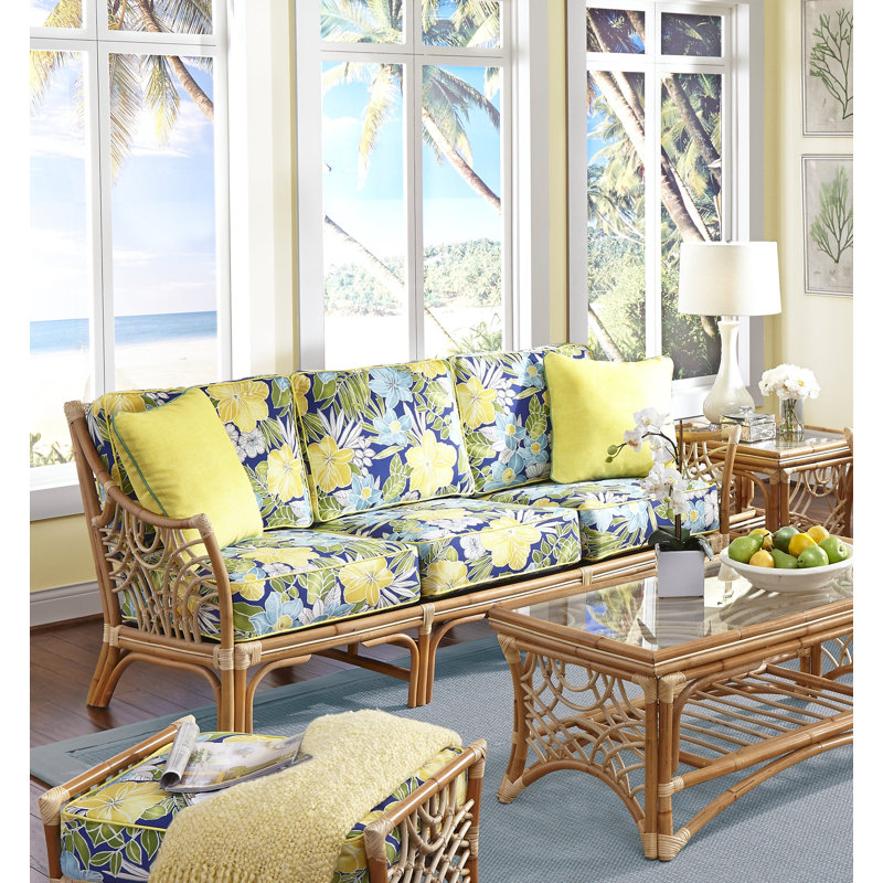 Mannion 79'' Upholstered Sofa, Natural, Clemens Sunblue