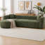 Canapé modulaire à dossier incurvé de 109,4 po, canapé en forme de L avec méridienne orientée vers la gauche et 2 coussins décoratifs, canapé en chenille pour salon et appartement, sans assemblage requis-2006659113-2006659115