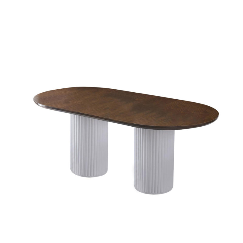 Modern Scandinavian Dining Table, Walnut & White, 78.7 x 30.3 x 39.4 inches | 100% MDF Painted/Varnished with Wooden Legs | Supports up to 110 lbs | Stylish & Functional for Dining Rooms & Contemporary Spaces