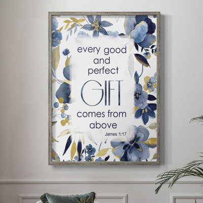 Indigo Scripture Framed Print - Solid Wood