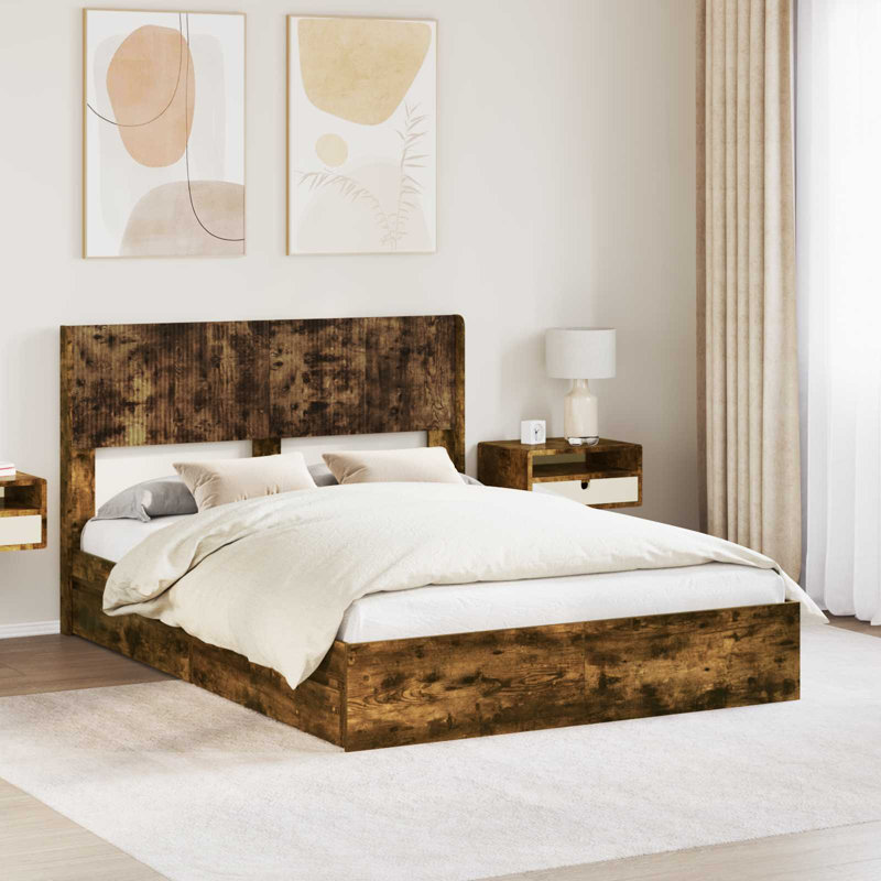 Bed Frame, 140 x 190cm, Smoked Oak