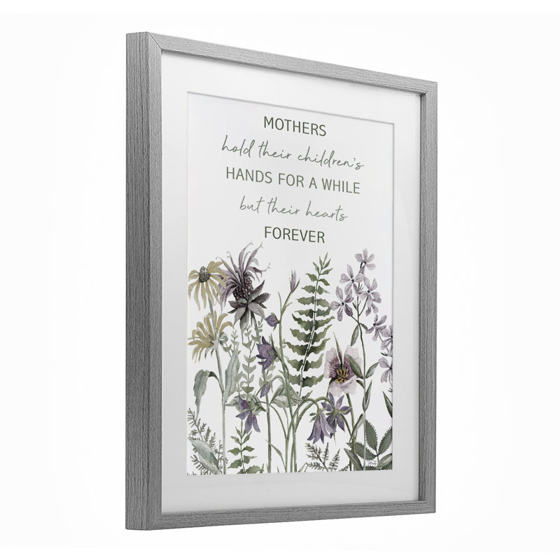 «Mother's Hold Parenting Sentiment», reproduction sous verre, conception de Cindy Jacobs, Cadre de ferme gris