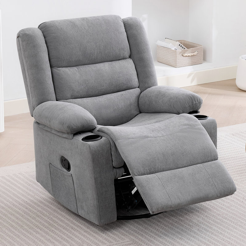 Manual 360° Swivel Bryd, Rocking Bryd Chair With Cup Holder, Single Seat Bryd Chair For Adults, Glider Bryd,For Living Room,Bedroom,Nursery