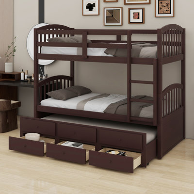 Bunk Bed With Ladder, Safety Rail, Trundle, Drawers by Harriet Bee