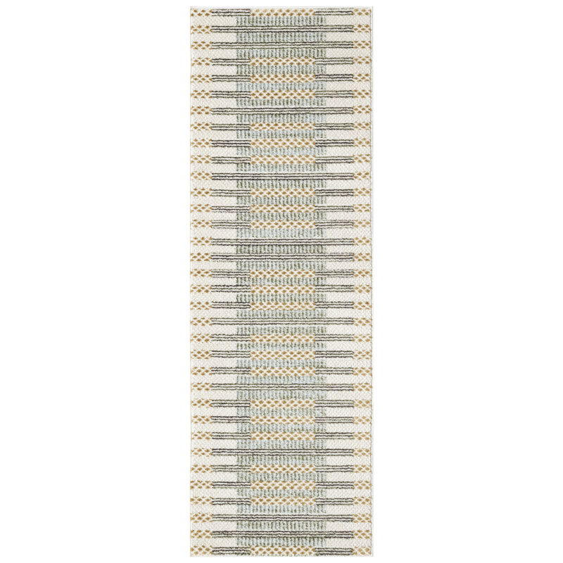 Martay Power Loom Geometric Polyester Area Rug, Runner 2' x 6'
