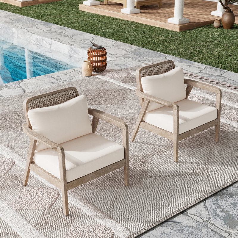 Curtis Outdoor Acacia Club Chair With Cushions, Light Brown