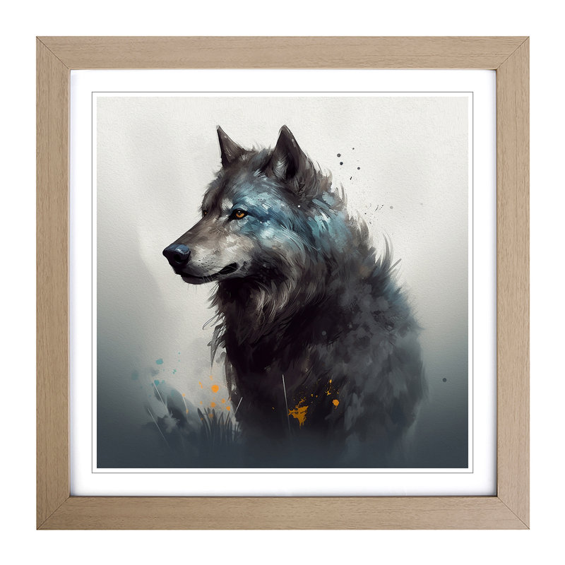 Wolf Conceptual Art - Single Picture Frame Print on Wood
