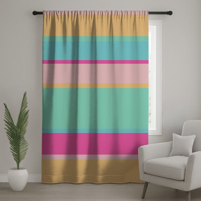 Multicolor Horizontal Stripes Window Curtains, Stripes Sheer & Blockout Curtains - 1 Panel