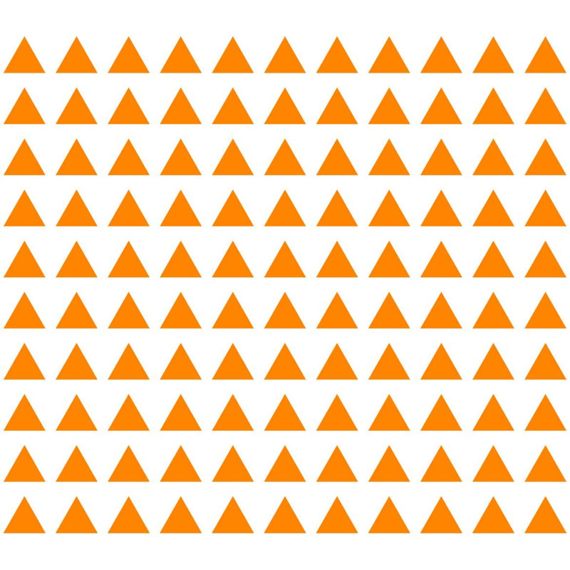 Décalcomanie murale triangles, H 1,75 po x l 2 po x p 0,5 po, Orange