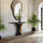 Contemporary Black Antique Brass Half Moon Console Table