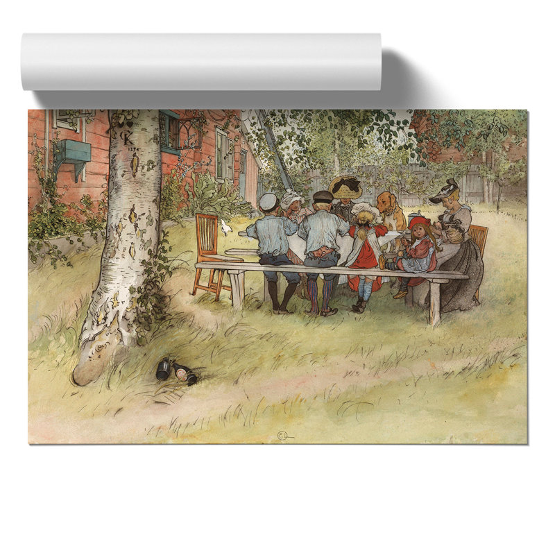 Breakfast Under The Big Birch Tree by Carl Larsson - No Frame Painting, 42cm H x 59cm W x 0.1cm D