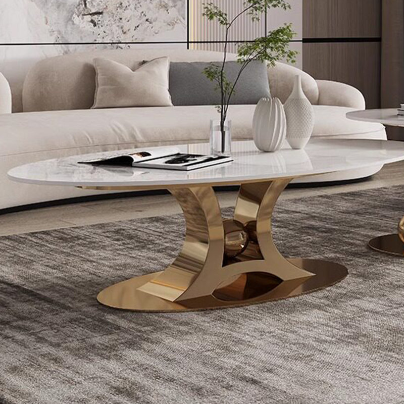 Table basse en acier fritté, Doré, H 16,93 po x L 55,12 po x l 27,56 po