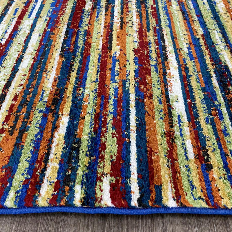 Rainbow Multicolor Striped Area Rug, Rectangle 8' x 10'1"