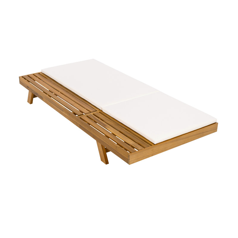 Customizable Recline Acacia Wood Chaise With Water-resistant Cushions For Luxurious Outdoor Relaxation